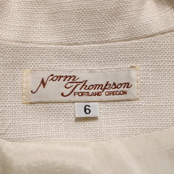 Vintage Norm Thompson Women’s Off White Textured Woven One Button Blazer Size 6 - Picture 6 of 8